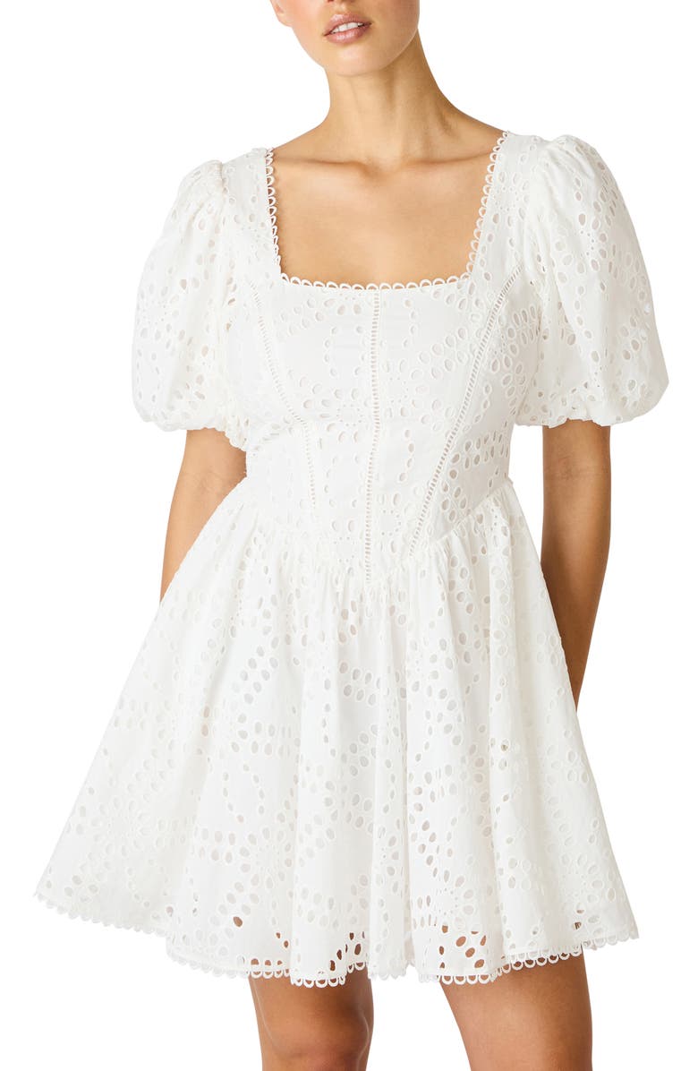 Steve Madden Briana Eyelet Embroidery Minidress, Main, color, Antique