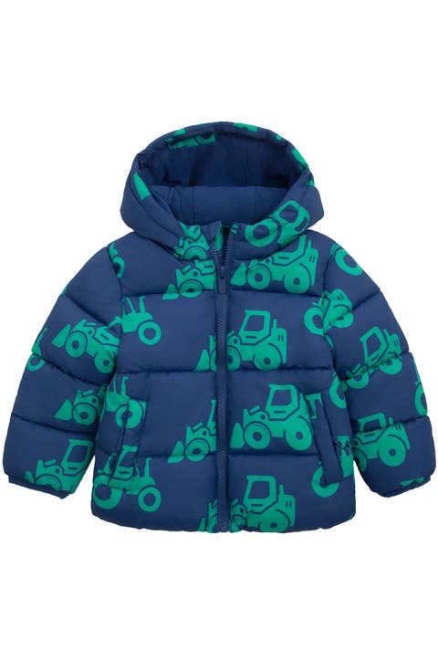 Kids' Hudson Tractor Print Fleece Lined Puffer Jacket