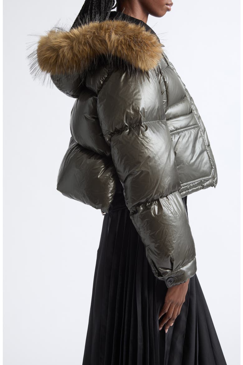 Crop Down Hooded Puffer, Alternate, color, KHAKI