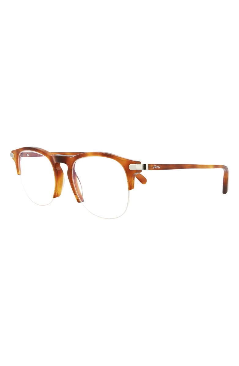 Brioni Fashion 51mm Round Optical Glasses, Alternate, color, Havana Transparent