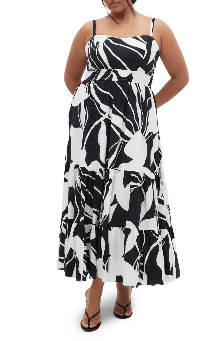 City Chic Kehlani Print Sleeveless Maxi Dress, Main, color, Palm Paradise