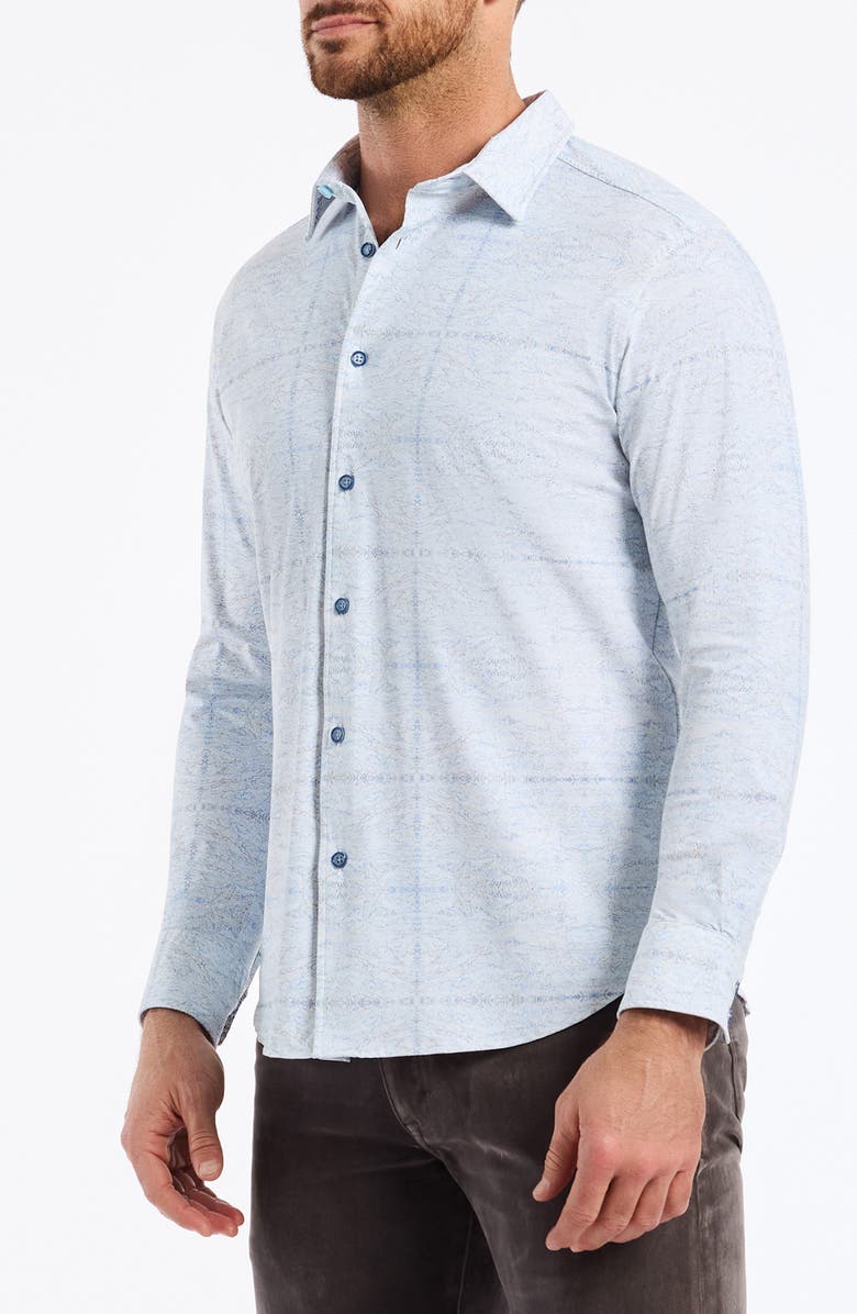 Robert Graham Irving Knit Button-Up Shirt, Alternate, color, Blue