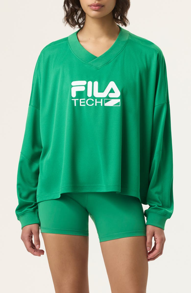 FILA x Hailey Long Sleeve Sports Jersey, Main, color, Fila Green/ White