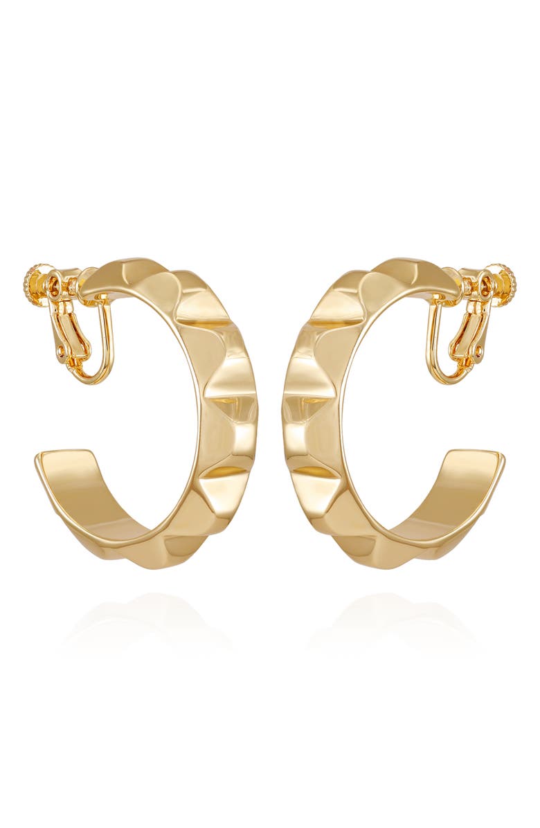 Vince Camuto Ridged Clip-On Hoop Earrings, Main, color, Gold Tone