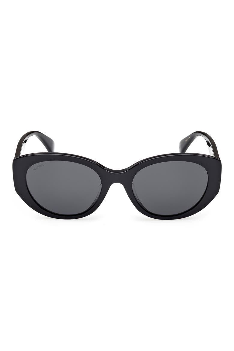 54mm Round Sunglasses, Main, color, SHINY BLACK / SMOKE
