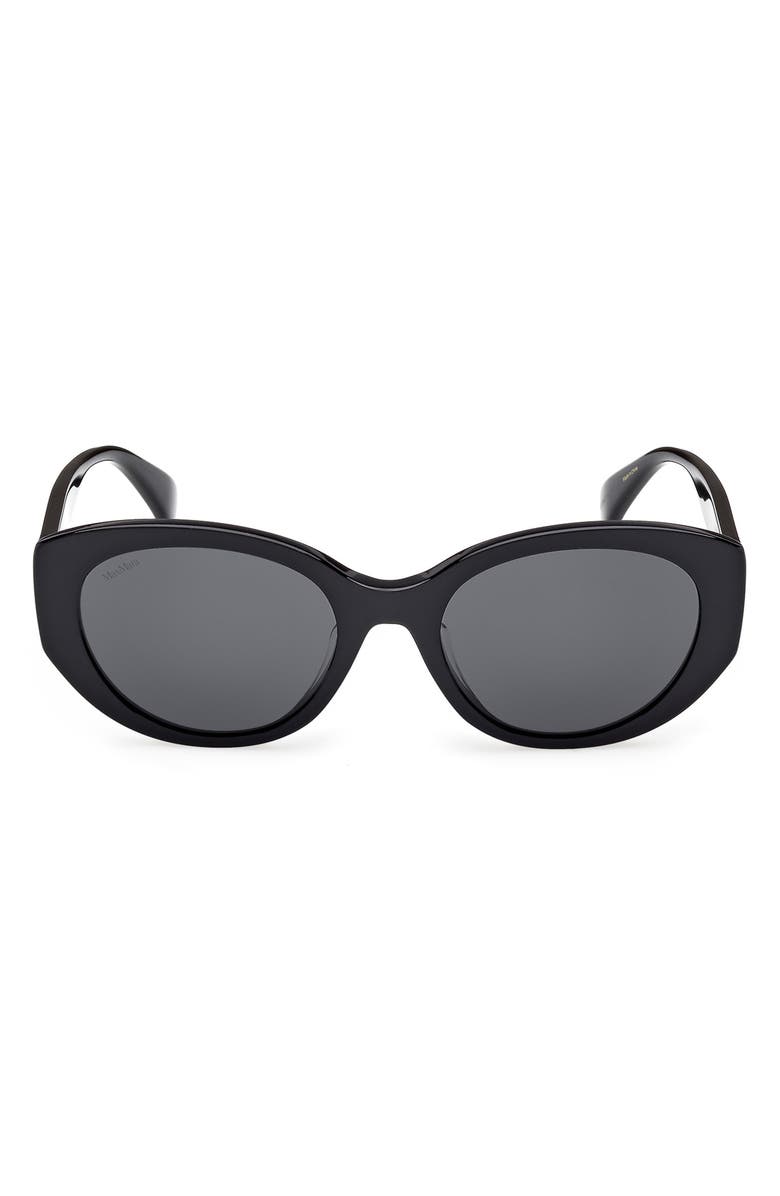 Max Mara 54mm Round Sunglasses, Main, color, Shiny Black / Smoke