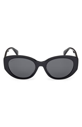 Max Mara 54mm Round Sunglasses In Black