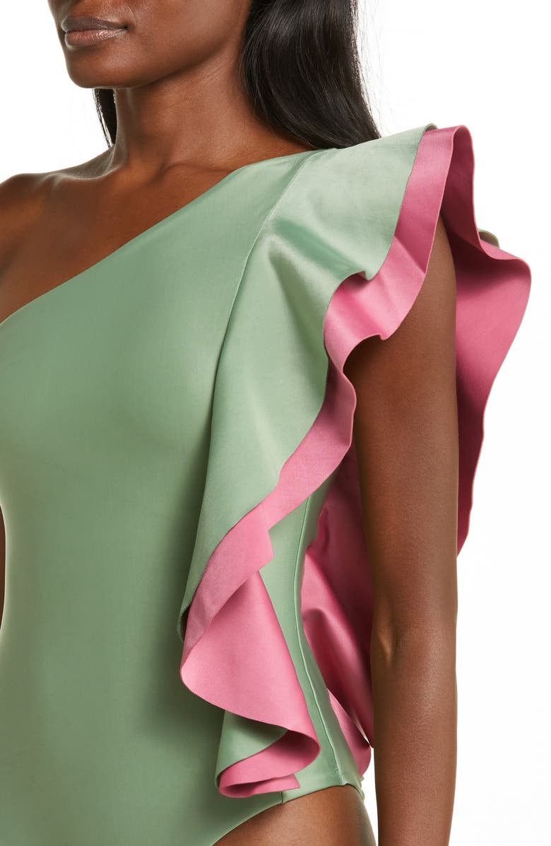FARM Rio Ruffle One-Shoulder One-Piece Swimsuit, Alternate, color, 