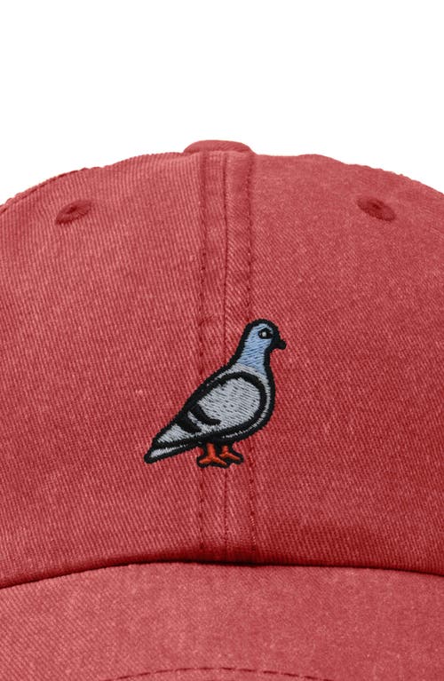 Dalix Pigeon Embroidered Everyday Hat In Washed Red