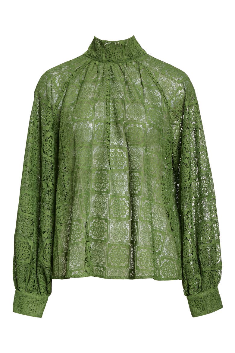 Fan Lace Blouse, Alternate, color, TWIST OF LIME