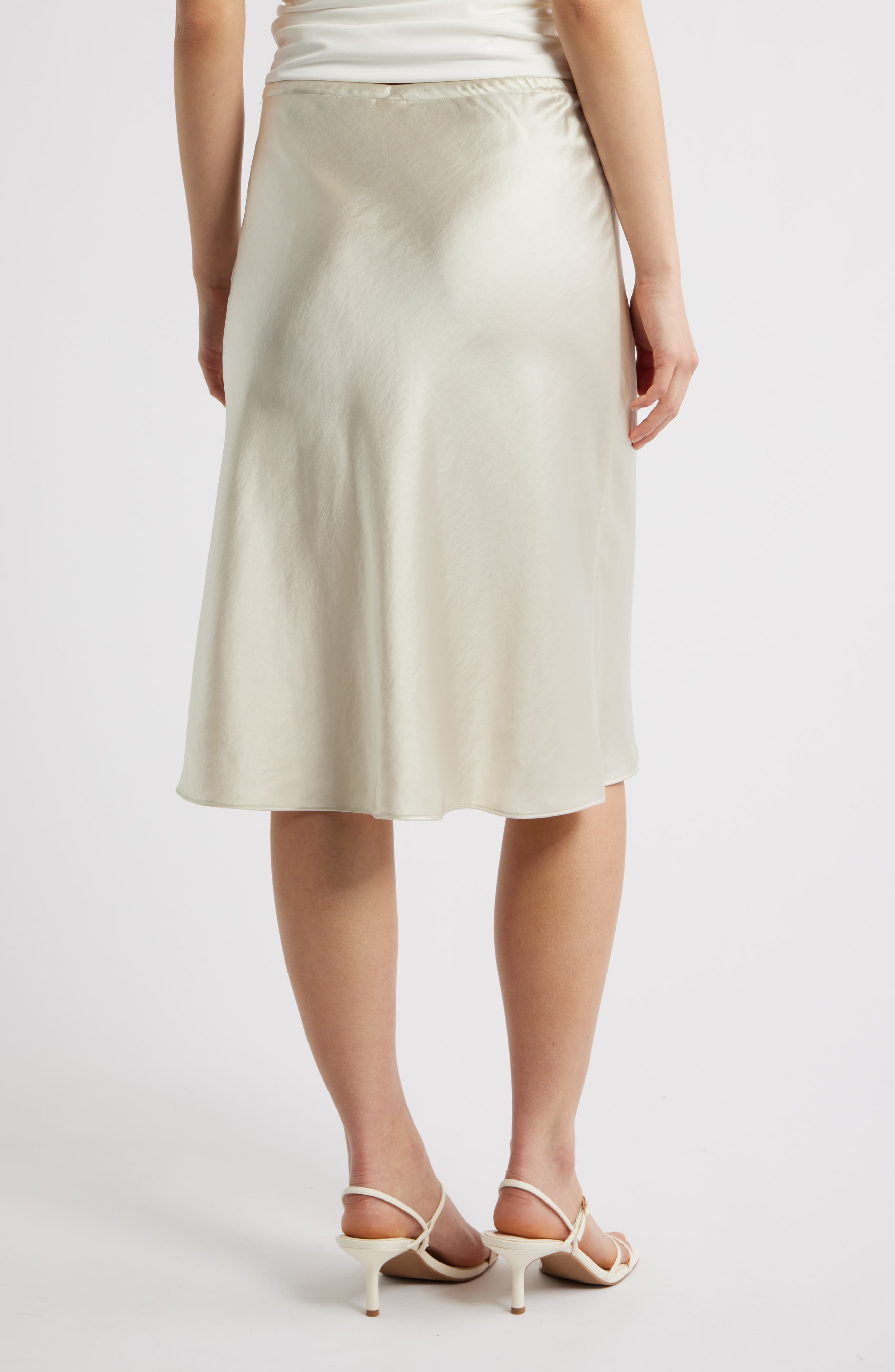 Open Edit Knee Length Drawstring Satin Skirt (Women) | Nordstromrack