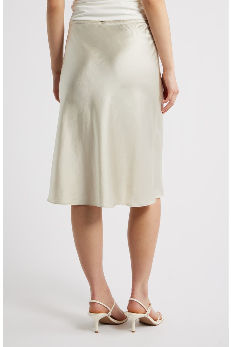Knee Length Drawstring Satin Skirt, Alternate, color, IVORY DOVE