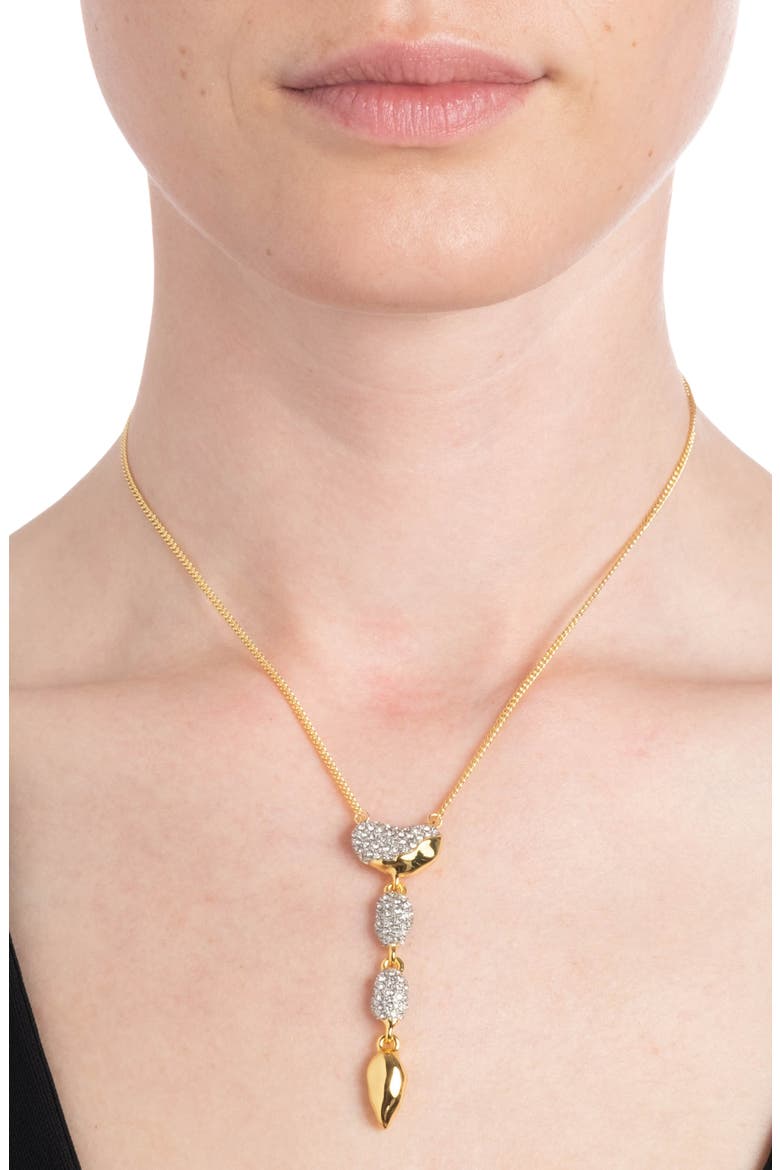 Solanales Crystal Pavé Pebble Y-Necklace, Alternate, color, CRYSTALS