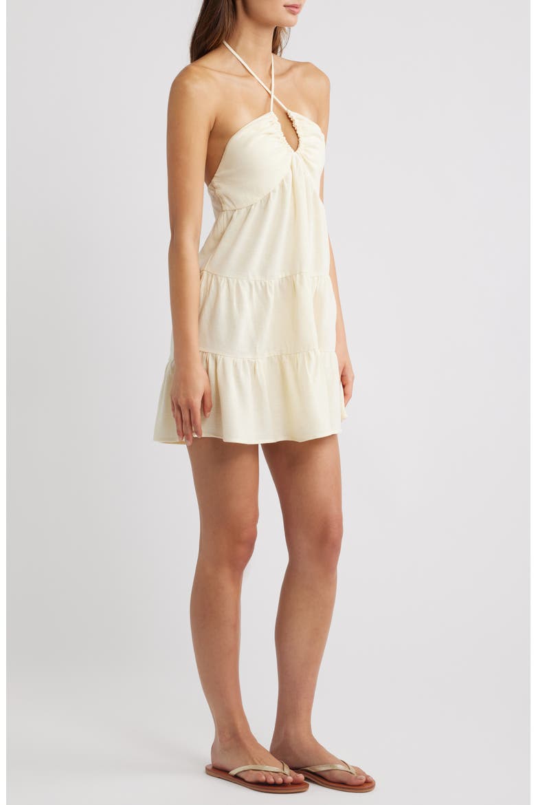 Kenna Keyhole Halter Minidress, Alternate, color, VANILLA