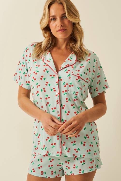 Stripe & Stare Bedshorts Set Cherryade In Blue