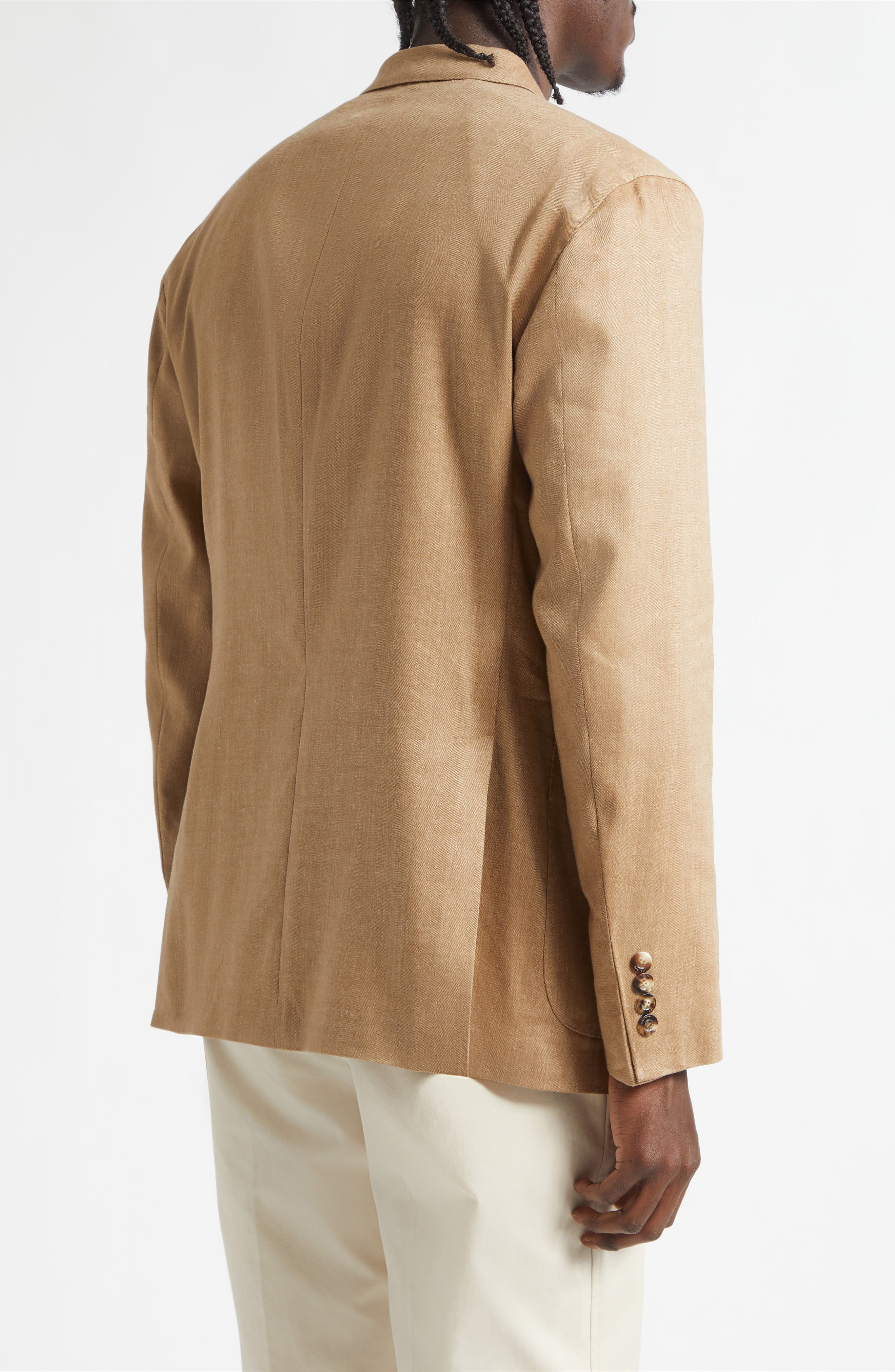 K-Jacket Double Brested Tan Linen & Wool Sport Coat - image 2