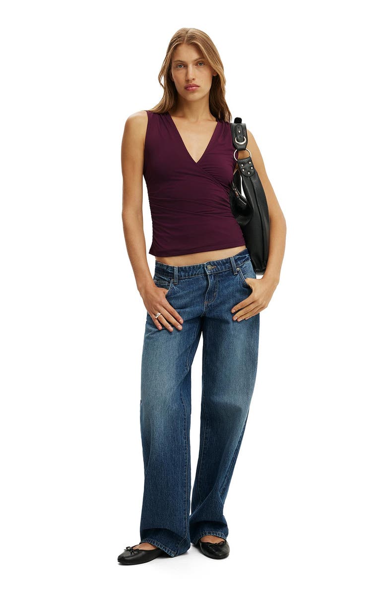 Cotton On Women's Marlo Wrap Tank, Alternate, color, Blackberry Belle