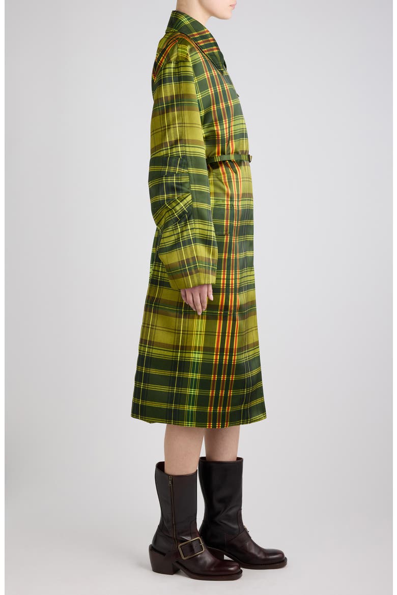 Rain Archive Checked Coat, Alternate, color, NEON YELLOW