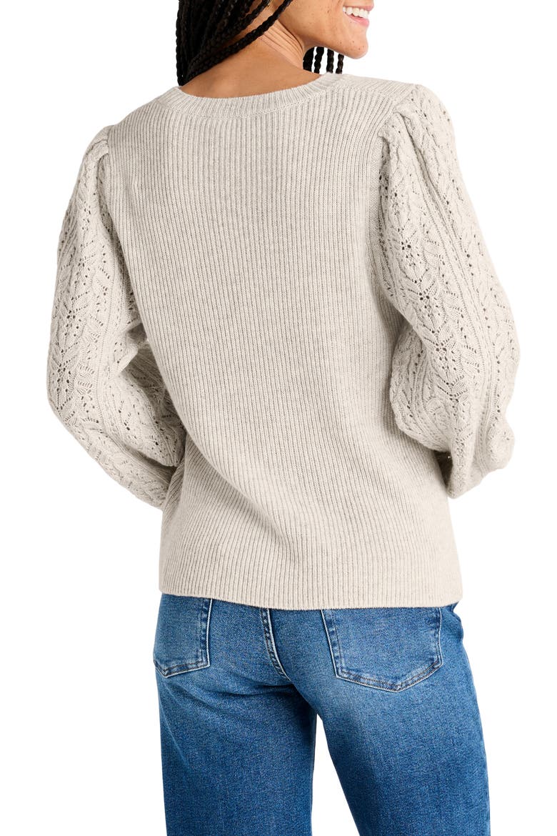 Phoebe Pointelle Sweater, Alternate, color, OAT HEATHER