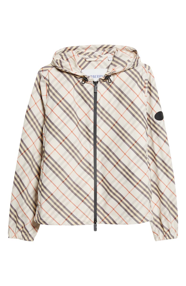 Burberry Salcombe Check Hooded Jacket, Main, color, Pebble Beige Ip Chk