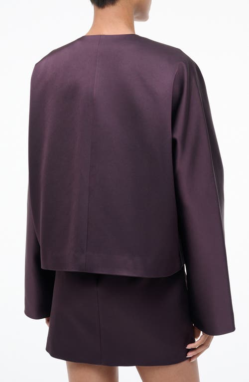 Staud Liz Cropped Satin Coat In Pink