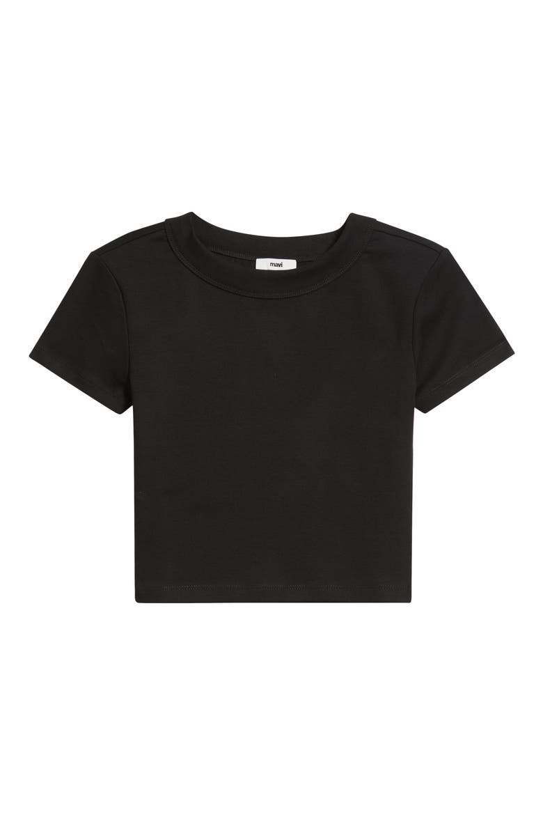 Crop Stretch Cotton T-Shirt, Alternate, color, BLACK