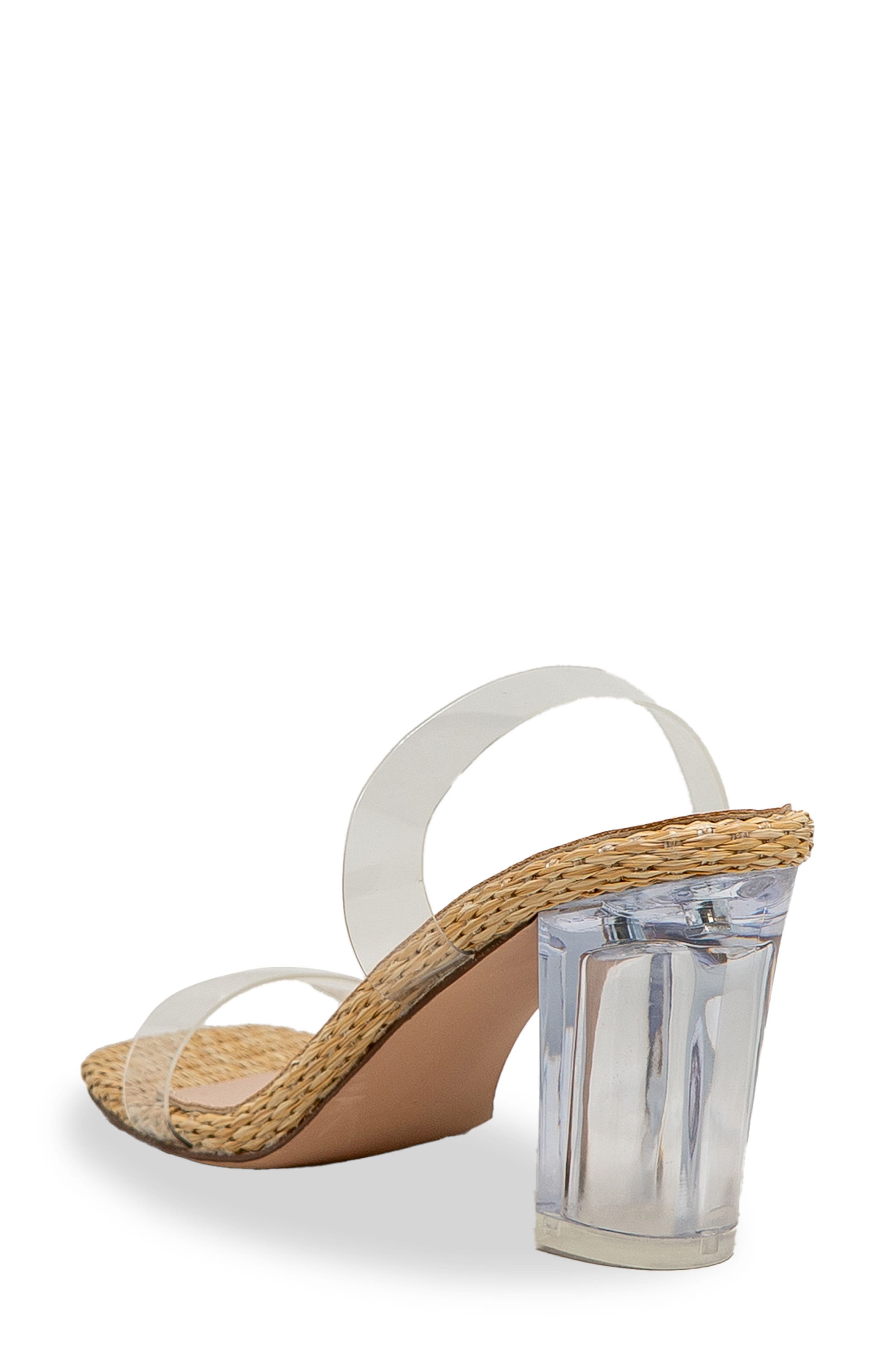 CHASE AND CHLOE Chase Slingback Lucite Block Heel Sandal, Alternate, color, Beige Woven