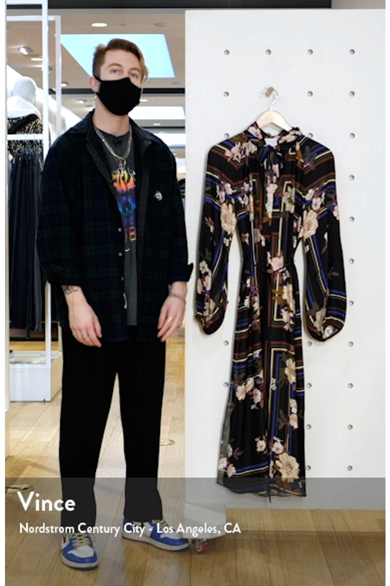 Tie Neck Scarf Print Silk Maxi Dress video