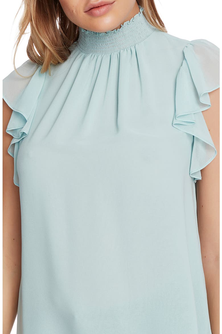 Flutter Sleeve Smocked Neck Blouse, Alternate, color, DUSTY MINT