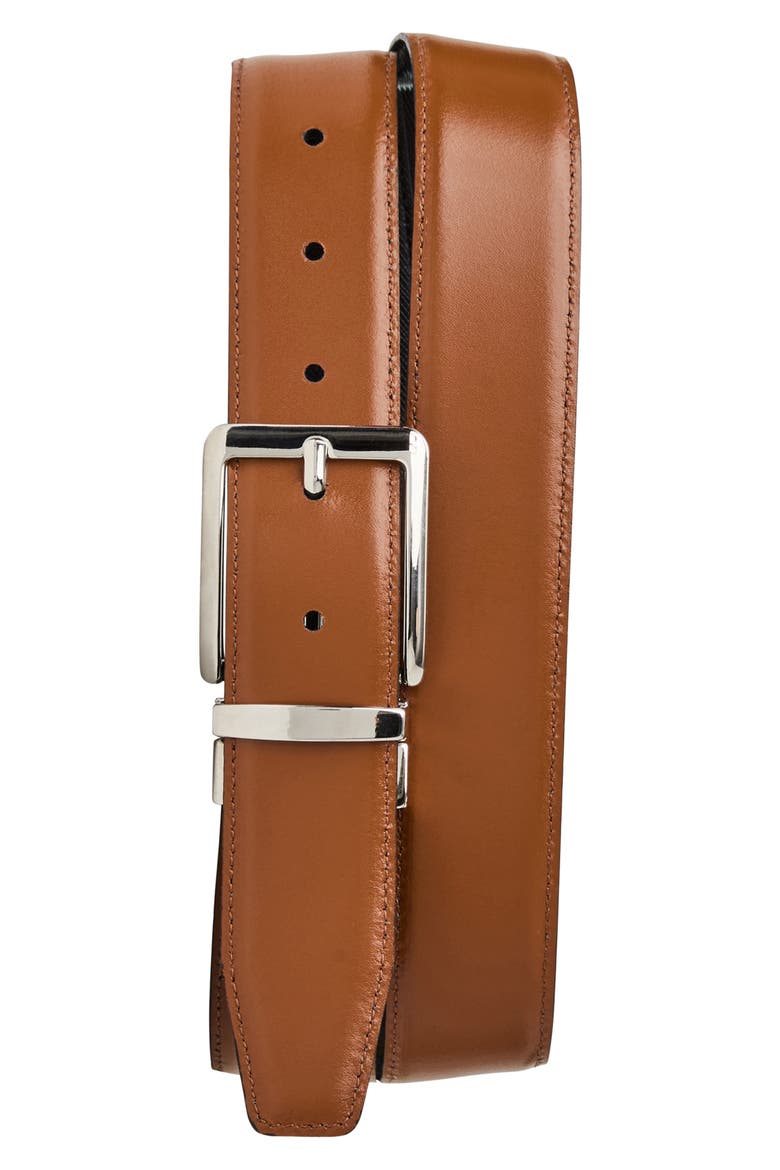 Luca Leather Belt, Main, color, BLACK/ COGNAC