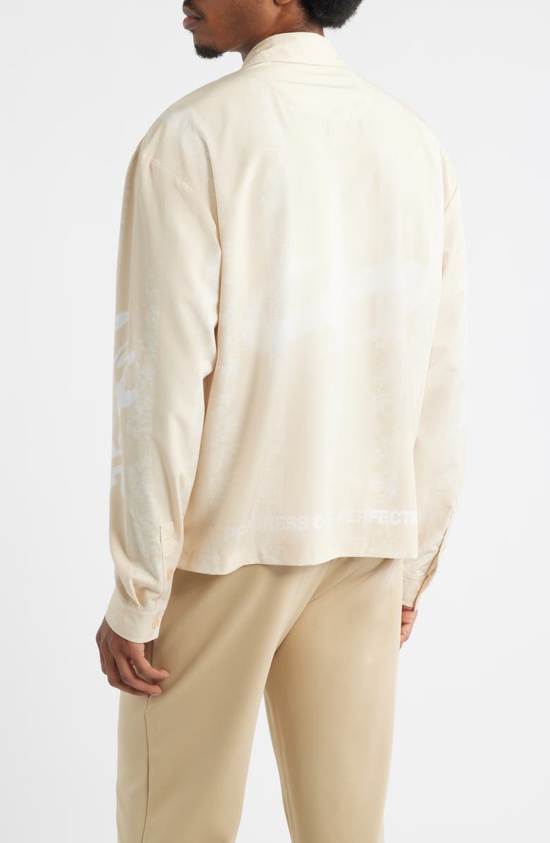 SANTO STUDIO Team Graphic Button-Up Shirt, Alternate, color, Tan