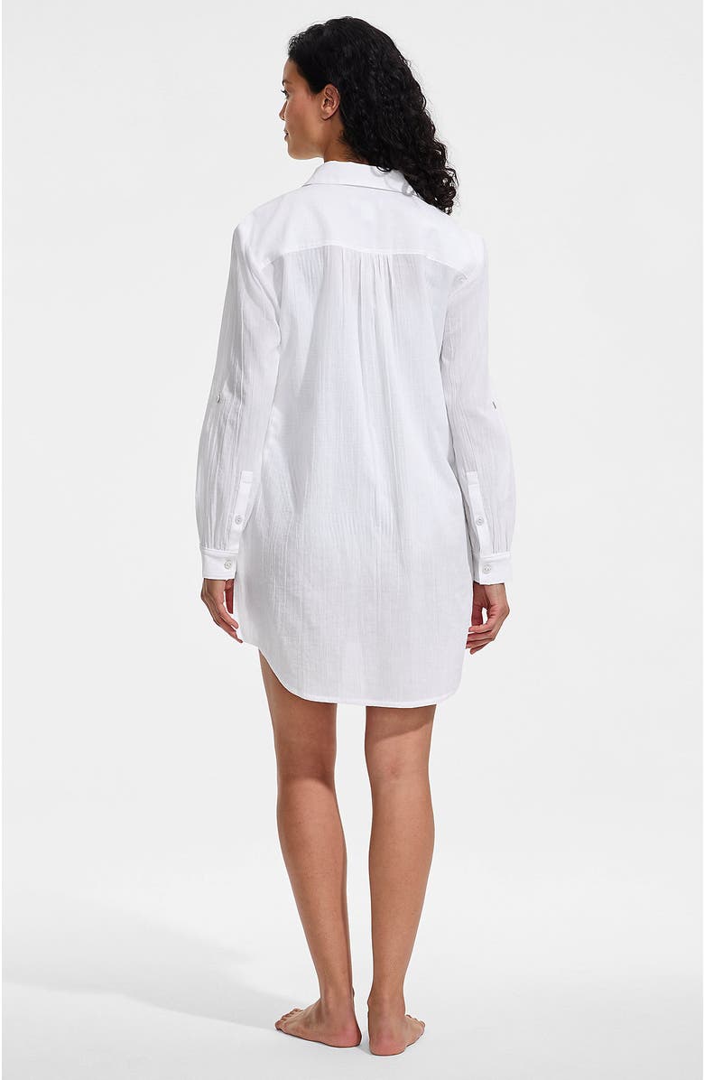 Lands' End New Button-Up Shirt Cover-Up Dress, Alternate, color, White