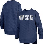 PRESSBOX Women's Pressbox Navy Penn State Nittany Lions Quilted Long Sleeve Pullover Sweatshirt