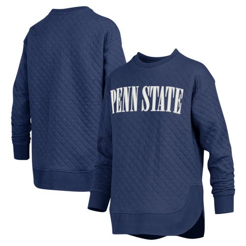 Pressbox Navy Penn State Nittany Lions Quilted Long Sleeve Pullover Sweatshirt In Blue