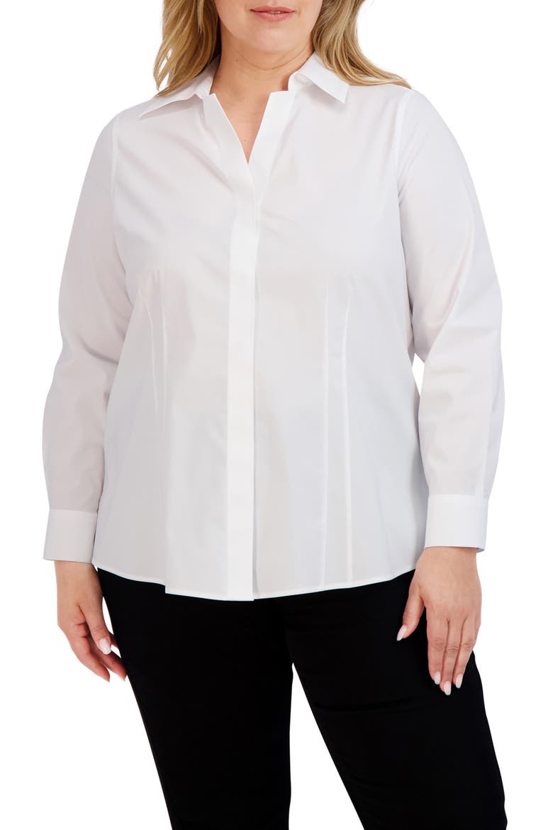 Taylor Non-Iron Long Sleeve Stretch Button-Up Shirt, Main, color, WHITE