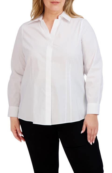 Taylor Non-Iron Long Sleeve Stretch Button-Up Shirt (Plus Size)