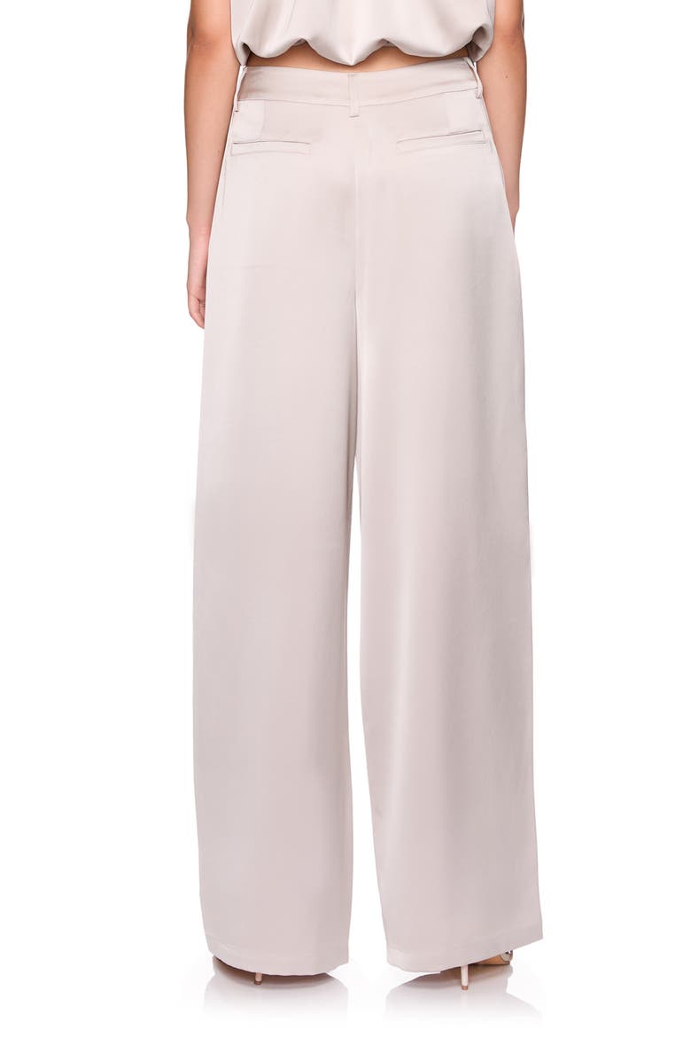Pleated Satin Pants, Alternate, color, SANDSTONE