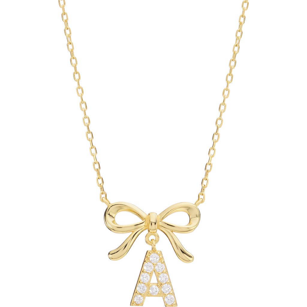 Athra Luxe Cubic Zirconia Bow Initial Pendant Necklace