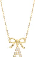 ATHRA LUXE Cubic Zirconia Bow Initial Pendant Necklace