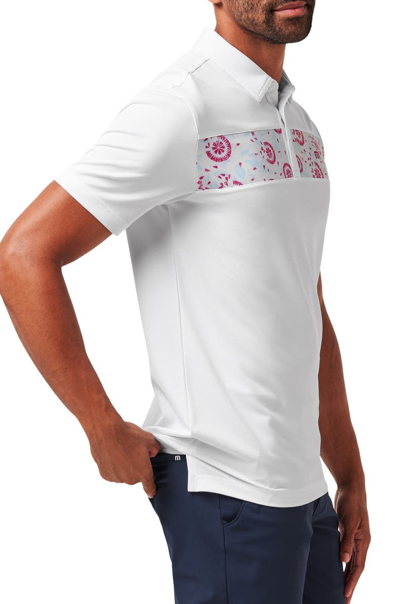 TravisMathew Good Good Flourish Chest Stripe Polo, Alternate, color, White