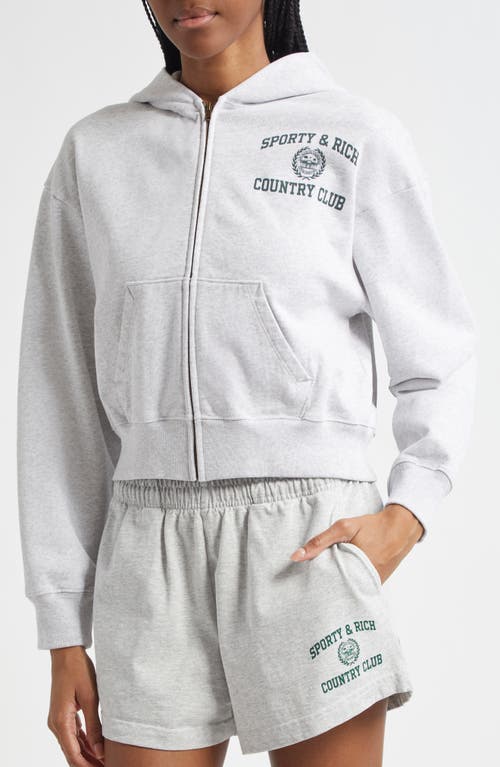 Sporty And Rich Sporty & Rich Varsity Crest Crop Graphic Hoodie In Gray