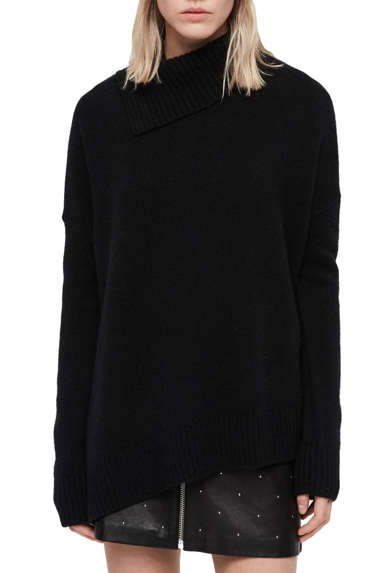 Witby Roll Neck Cashmere Sweater, Main, color, BLACK