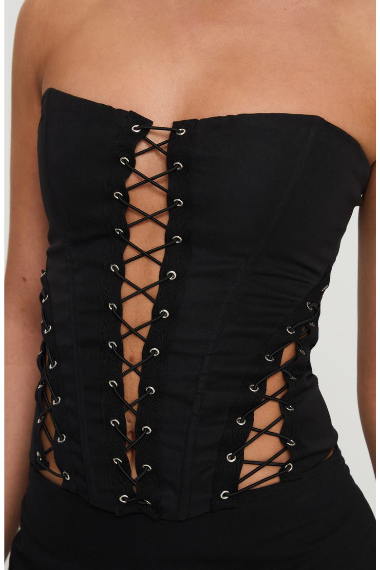 Eden Lace-Up Strapless Corset, Main, color, BLACK