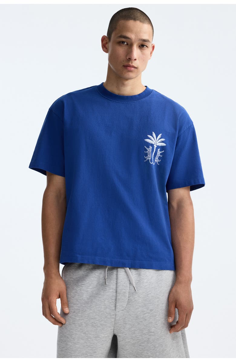 H&M Relaxed Fit Printed Cotton T-shirt, Main, color, Blue/Hotel Imaginaire