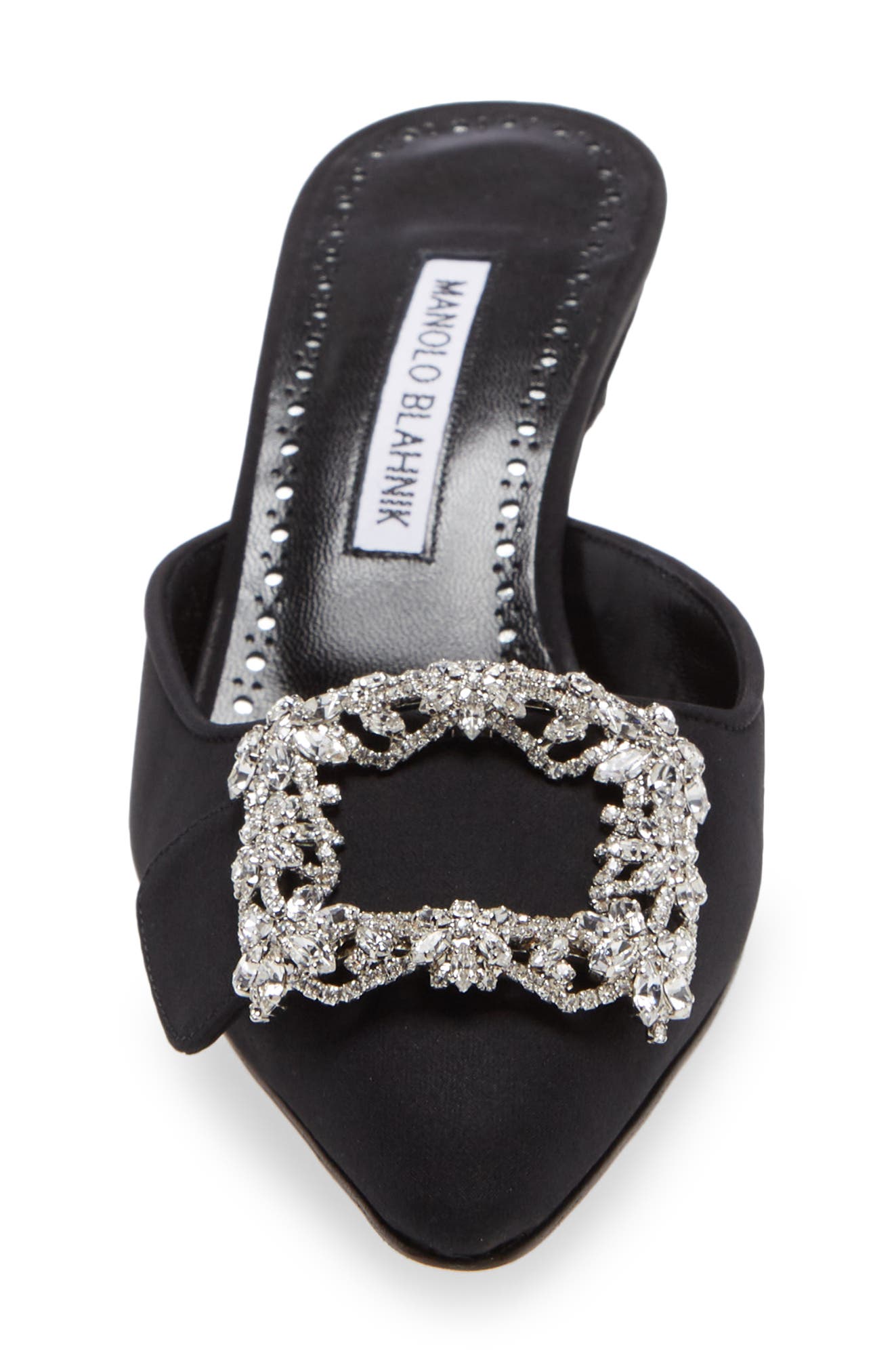 Manolo Blahnik Maysale Crystal Buckle Pointed Toe Mule, Alternate, color, 