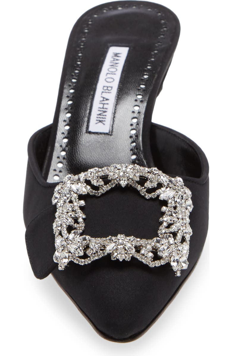 Manolo Blahnik Maysale Crystal Buckle Pointed Toe Mule, Alternate, color,