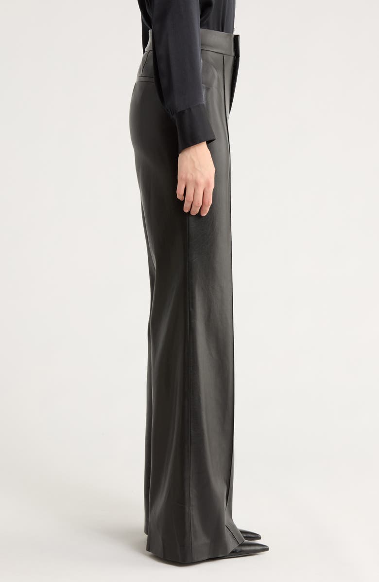 Alice + Olivia Dylan High Waist Flare Faux Leather Pants, Alternate, color, Black