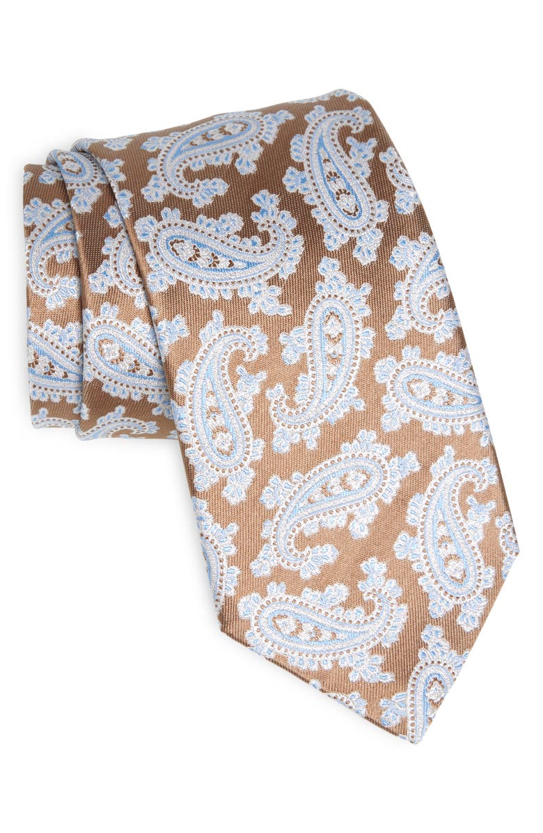 David Donahue Paisley Silk Tie, Main, color, Dune