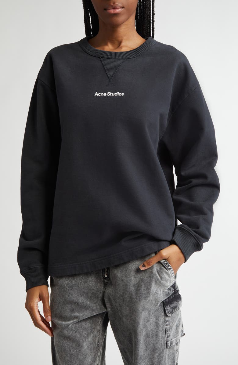 Acne Studios Logo Stamp Cotton Sweatshirt, Main, color,