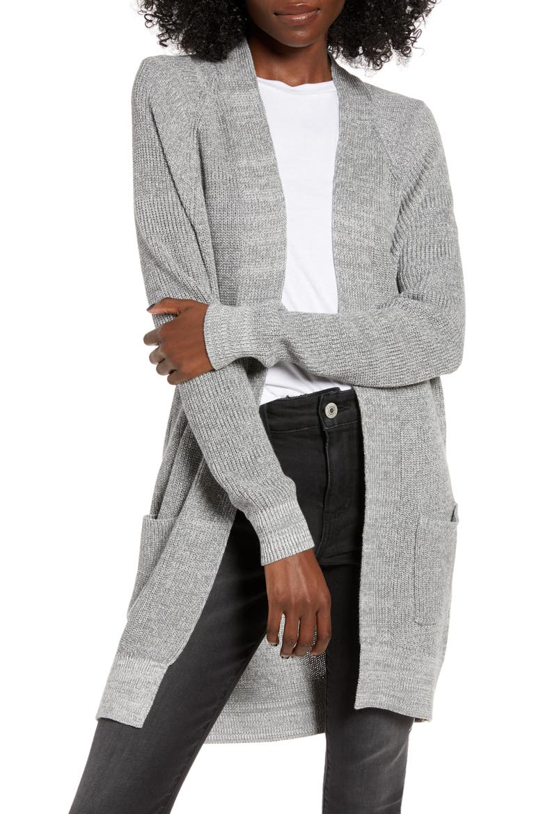 Longline Open Cardigan, Main, color, GREY CLOUDY HEATHER MARL